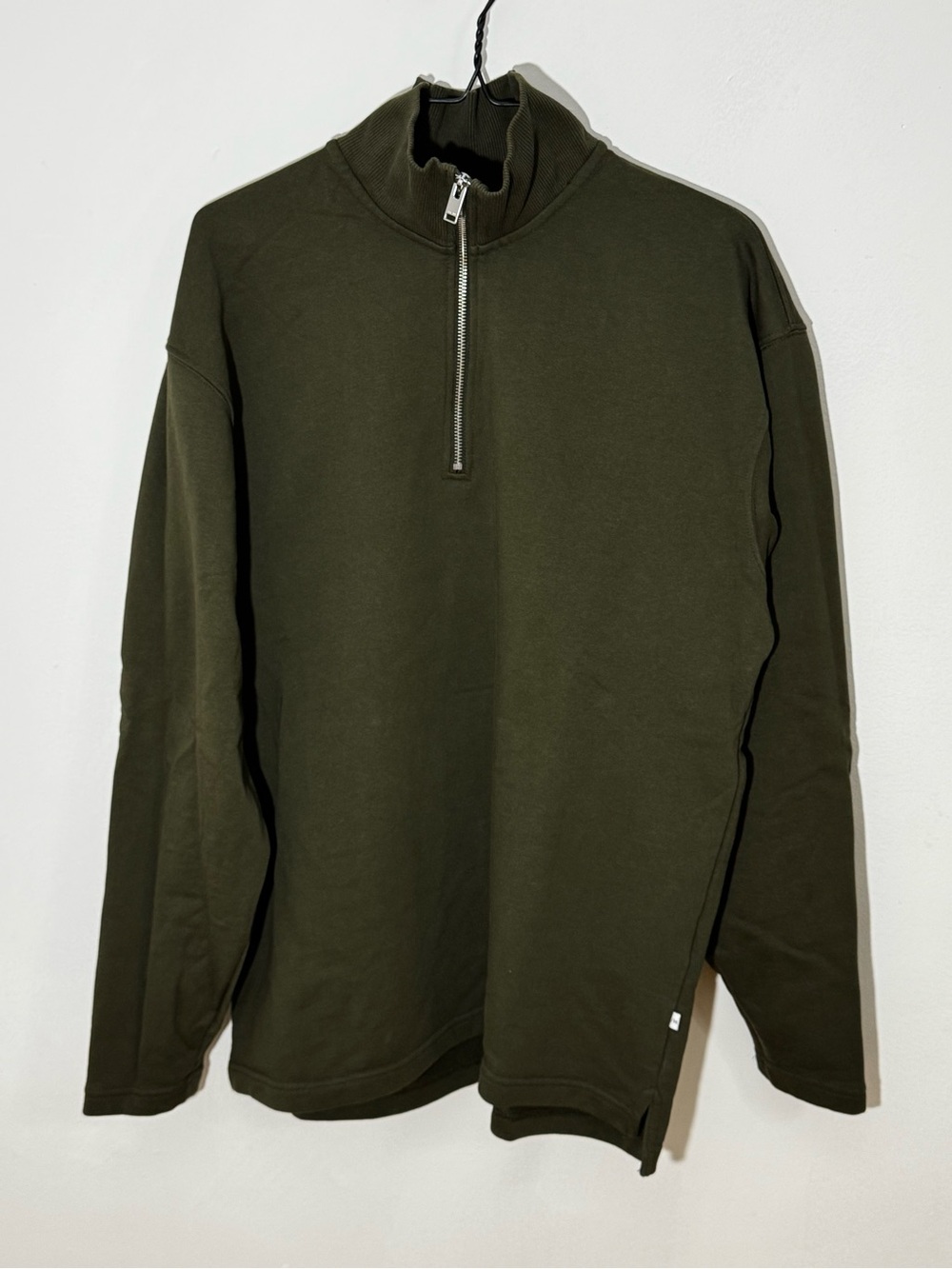 SELECTED HOMME Men’s Olive Green Quarter Zip Sweatshirt Size L